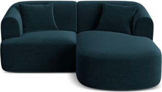 Cosmopolitan Design Sof&aacute; esquinero derecho modular 3 plazas de terciopelo petr&oacute;leo oscuro