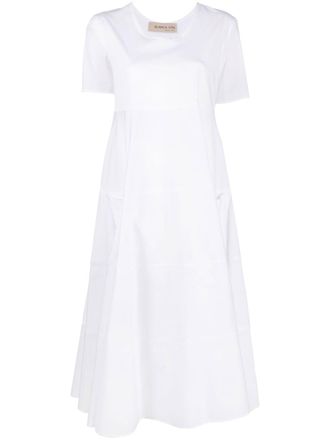 Blanca Vita tiered short-sleeve dress - women - Cotton/Polyamide/Elastane - 40 - White