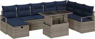 vidaXL Conjunto De Sof&aacute; De Jard&iacute;n 9 Uds. Rat&aacute;n Sint&eacute;tico Vidaxl