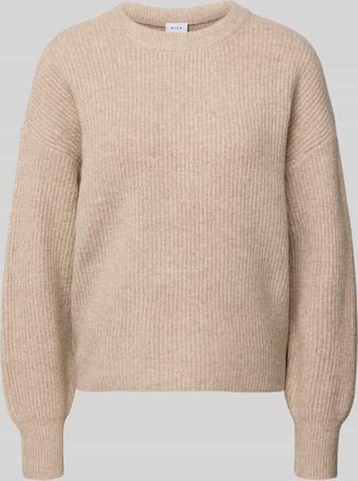 Vila Strickpullover mit Rundhalsausschnitt Modell KACHEL in Beige, Größe XL
