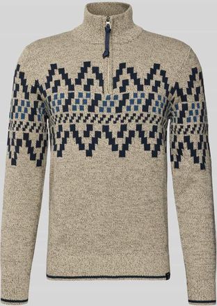 Lerros Regular Fit Strickpullover mit Troyer-Kragen in Beige, Größe XXL