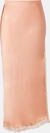 Poupette St Barth Lila lace-trimmed satin slip skirt