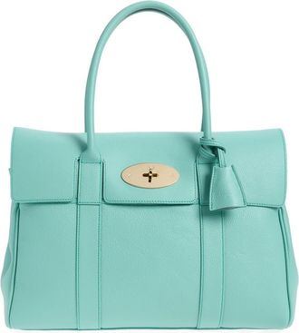 Mulberry Bayswater Grained Leather Satchel in Marina Blue at Nordstrom