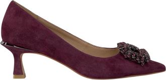Alma En Pena Puntige Pump met Strassgesp - Dames - Pumps - Rood - 38 EU - Leer - Schoenen