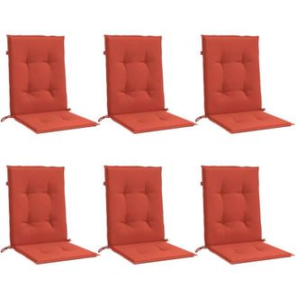 vidaXL Cojines Silla Respaldo Bajo 6 Ud Tela Rojo Melange 100x50x4 Cm Vidaxl
