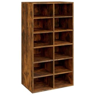 Berkfield Home Shoe Rack Smoked Oak 54x34x100.5 cm Engineered Wood in Brown