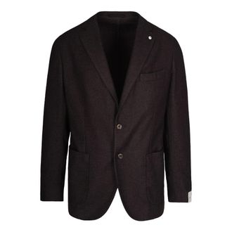 Lubiam Blazers, male, Brown, Size: XL Brown Wool Cashmere Jackets