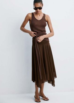 Mango Sandali fasce tacco cioccolato - Donna - 35 - MANGO