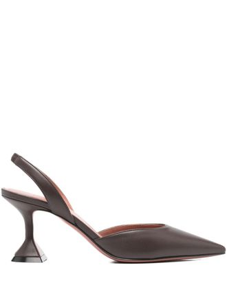 Amina Muaddi Holli Leather Slingback Pumps