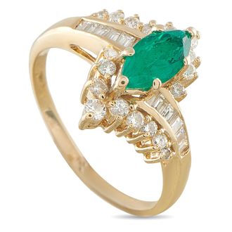 Luxury Bazaar 14K Yellow Gold 1.10ct Diamond and Emerald Ring MF04-080526