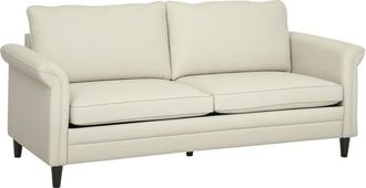 HOMCOM Homcom - Modern 3 Seater Sofa for Living Room, Fabric Couch Settee, Cream