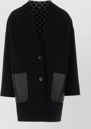 Gucci wool blend reversible coat front pockets contrast