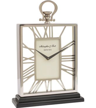 Libra Interiors Silver & Black Skeletal Mantel Clock