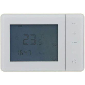 Elle Termostato Programable Blanco Con Cable - Funciona Con 2 Pilas De 1,5 V - Gran Pantalla Lcd Retroiluminada - Programaci&oacute;n Semanal Personalizable