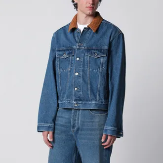 Bottega Veneta Indigo denim jacket with Intrecciato collar