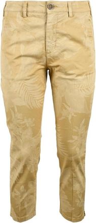 40weft Katoen Elastaan Broek - Dames - Vrijetijds broeken - Beige - S - Katoen - Broeken