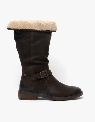 Hush Puppies Womens Hush Puppies BONNIE Womens Leather Mid Height Boots Brown - Size: 6