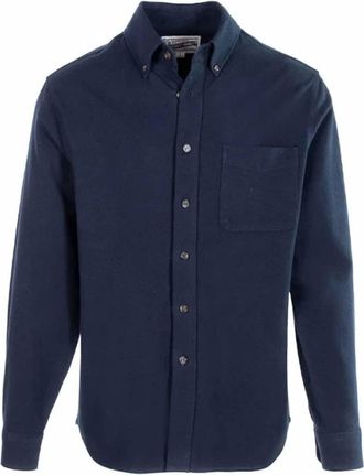 Schott NYC Men Cotton Flannel Shirt In Navy