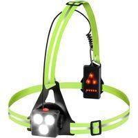 OEM Linterna Led Recargable Por Usb Para El Pecho, Ideal Para Correr, Ajustable A 120&deg;, 500 L&uacute;menes, Con Tiras Reflectantes Para Trotar, Caminar Y Practic
