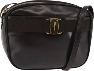 Ferragamo Pre-owned Cross Body Bags, female, Brown, Size: ONE SIZE Pre-owned Leather Shoulder Bag