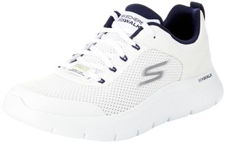 Skechers Mens Go Walk Flex Independent Sneaker, White and Navy Synthetic/Textile, 11.5 UK