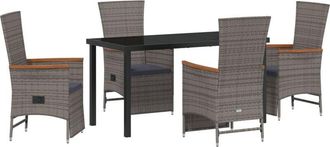 vidaXL Garden Dining Set with Cushion 5 pcs Grey Poly rattan Vidaxl