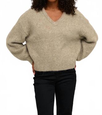 Kaffe Katrina V-Neck Casual Fit Pullover Sweater In Feather Gray Melange