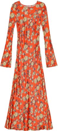 Ganni floral-print satin maxi dress - women - Viscose/Spandex/Elastane - 32 - Orange