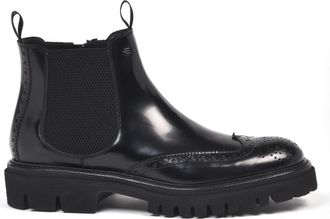 Baldinini Gekreukt Lederen Enkellaars - Heren - Chelseaboots - Zwart - 42 EU - Leer - Schoenen