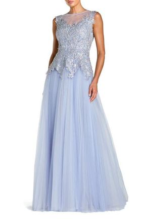 Mac Duggal Sleeveless Embellished Bodice A-Line Gown in Periwinkle at Nordstrom, Size 14