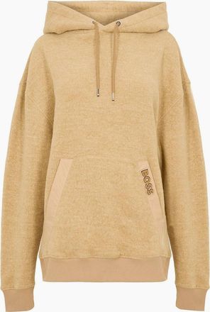 HUGO BOSS Womens Hooded Neck Drop Shoulder Sweatshirt - Cream - Size: 14