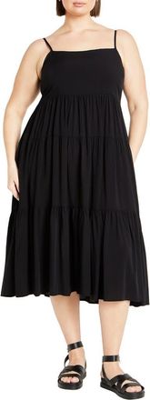 City Chic Mystic Sleeveless A-Line Dress in Black at Nordstrom, Size Xxl