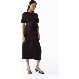 H&M Mama tie-detail t-shirt dress in Dark Brown at Nordstrom, Size Xx-Large