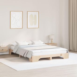 Berkfield Home Bed Frame Natural Solid Pine Wood 140 x 200 cm Durable in Beige