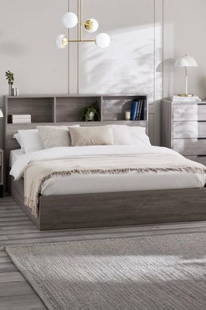 Julian Bowen Bali Bookcase Ottoman Storage Bed in Grey | Size: Double