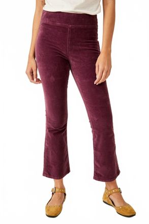 Free People In My Feelings Velvet Crop Slim Pant In Fig Jam