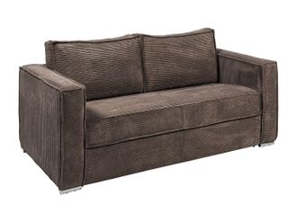 Vente-Unique Sof&aacute; cama de 4 plazas con apertura italiana de pana marr&oacute;n - Con un ancho de 160 cm para el descanso - Colch&oacute;n de 14 cm LORETO