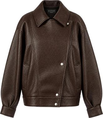 Twinset Actitude Jas - Dames - Leren en Su&egrave;de Jassen - Bruin - XS - Leer - Jassen