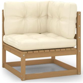 vidaXL Sof&aacute; De Esquina De Jard&iacute;n Y Cojines Madera Madera Pino Crema Vidaxl