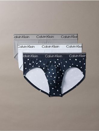 Calvin Klein Mens Microfiber Stretch 3-Pack Hip Brief - Multi - XL