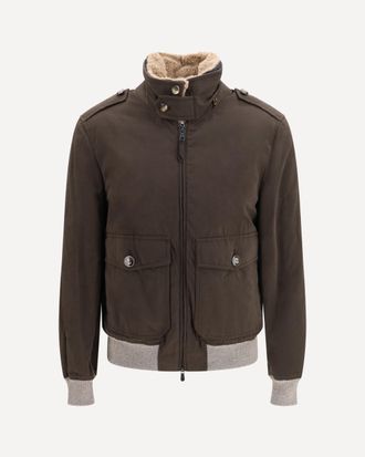 Brunello Cucinelli Waxed techno cotton Bomber with Thermore padding Male 50
