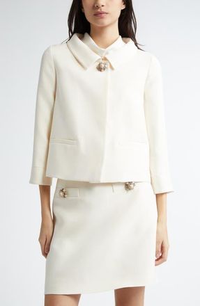 Valentino Garavani Crepe Couture Jacket in Ivory at Nordstrom, Size 8 Us