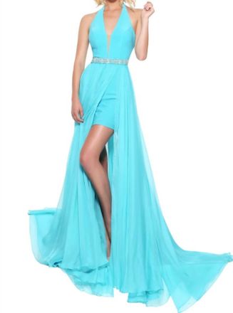 Sherri Hill Detachable Chiffon Skirt Prom Dress In Turquoise