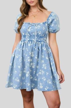 Blu Pepper Front Bow Tie Minidress in Chambray at Nordstrom Rack, Size Medium