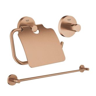 GROHE Essentials accessoireset 3-delig met handdoekhouder, handdoekhaak en toiletrolhouder met klep Brushed warm sunset