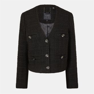 Ted Baker Womens Ted Baker Solid Patterned Hybrid Jacket in Black