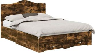 vidaXL Estructura De Cama Con Cabecera Roble Ahumado 150 X 200 Cm Vidaxl