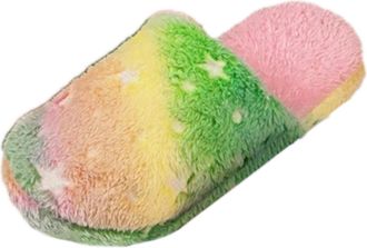 Generic Winter Slippers Womens Plush Slippers Womens Fluffy Lined Felt Slippers Memory Foam Flat Comfortable Slippers with Soft Rubber Sole Abrasion Resistant