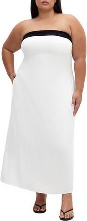 City Chic Lina Contrast Detail Strapless Dress in White at Nordstrom Rack, Size M/18W