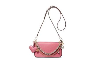 Michael Kors Bryant Small Convertible Crossbody Pouchette Cross Body Womens Handbags Rosewood : SM, Chain/Leather/Polyester